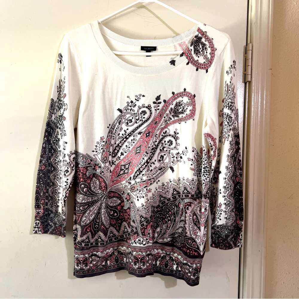 Talbots medium Cotton Blend Paisley Pullover Sweater